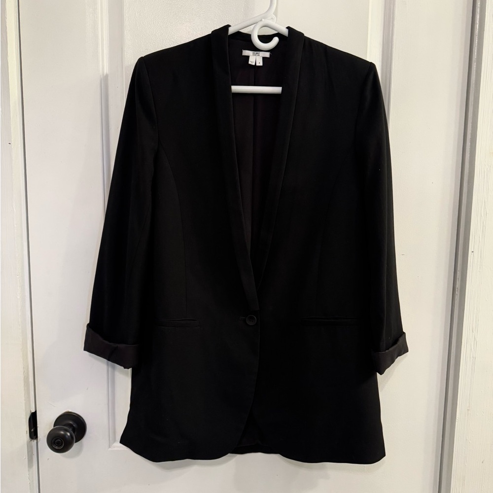 Helmut Lang Single Button Blazer Black Viscose Wool Blend